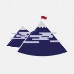 Transfer Student Experience LLC - An icon of two mountain peaks. The nearer peak is topped by a red flag.