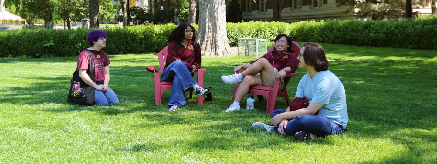 Students sitting in the grass