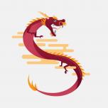 Chinese Language and Culture House - A red Chinese dragon swoops