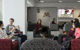Students hanging out in the club room.