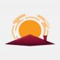 CASA SOL LLC - icon of a golden sun rising bhind  a maroon rooftop with chimney
