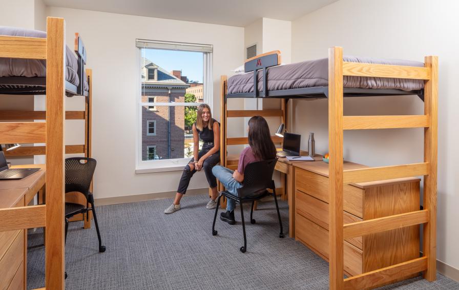 Students in a double room in Pioneer