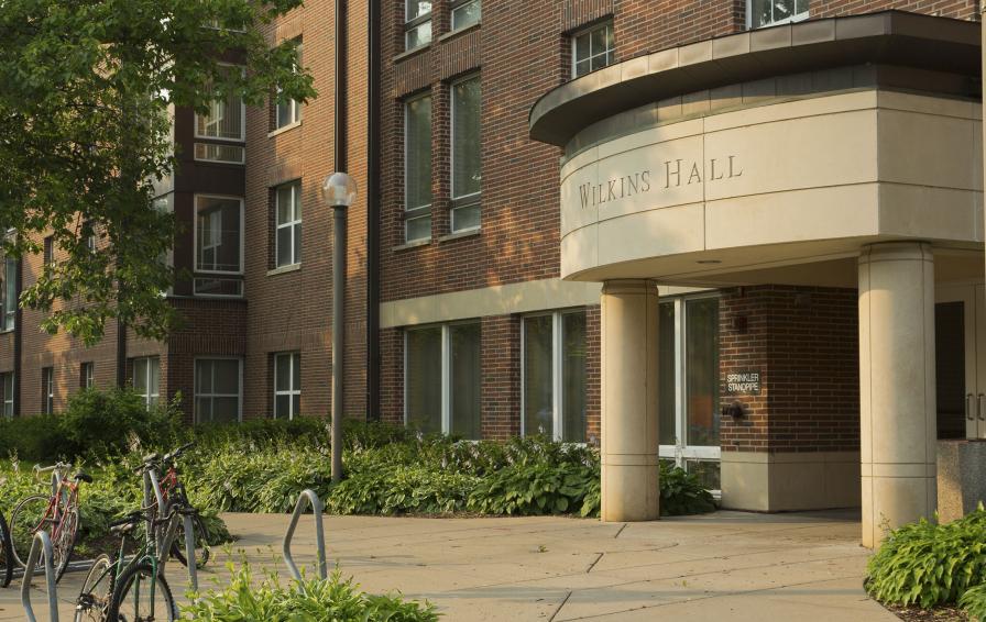 Main entrance to Wilkins Hall.